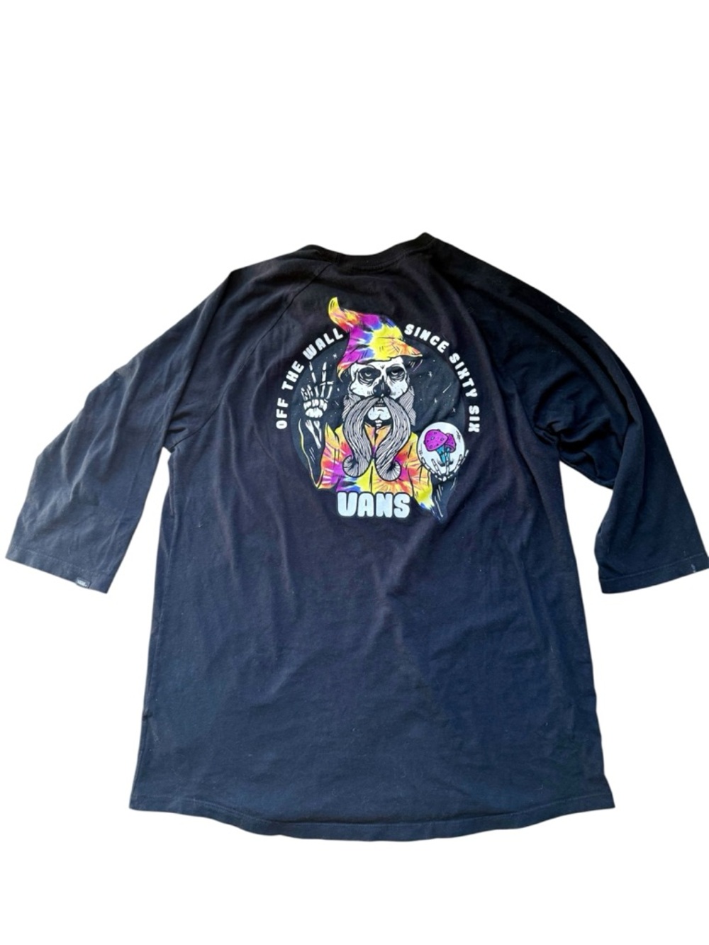 Vans Black Long Sleeve Tee with Multicolor Skull Graphic